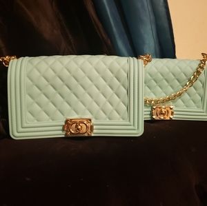 Cotton candy blue pvc style jelly bag